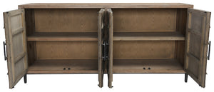 Wood and iron console cabinet, maverick, design center console, inside photo showing two shelves