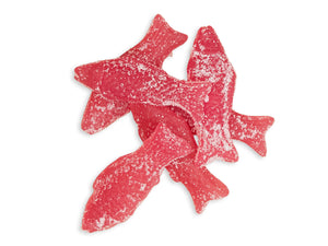Red sour raspberry candy fish