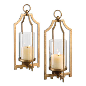 Gold Candleholders with Candle