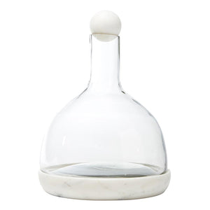 White Marble and Glass Wine Decanter