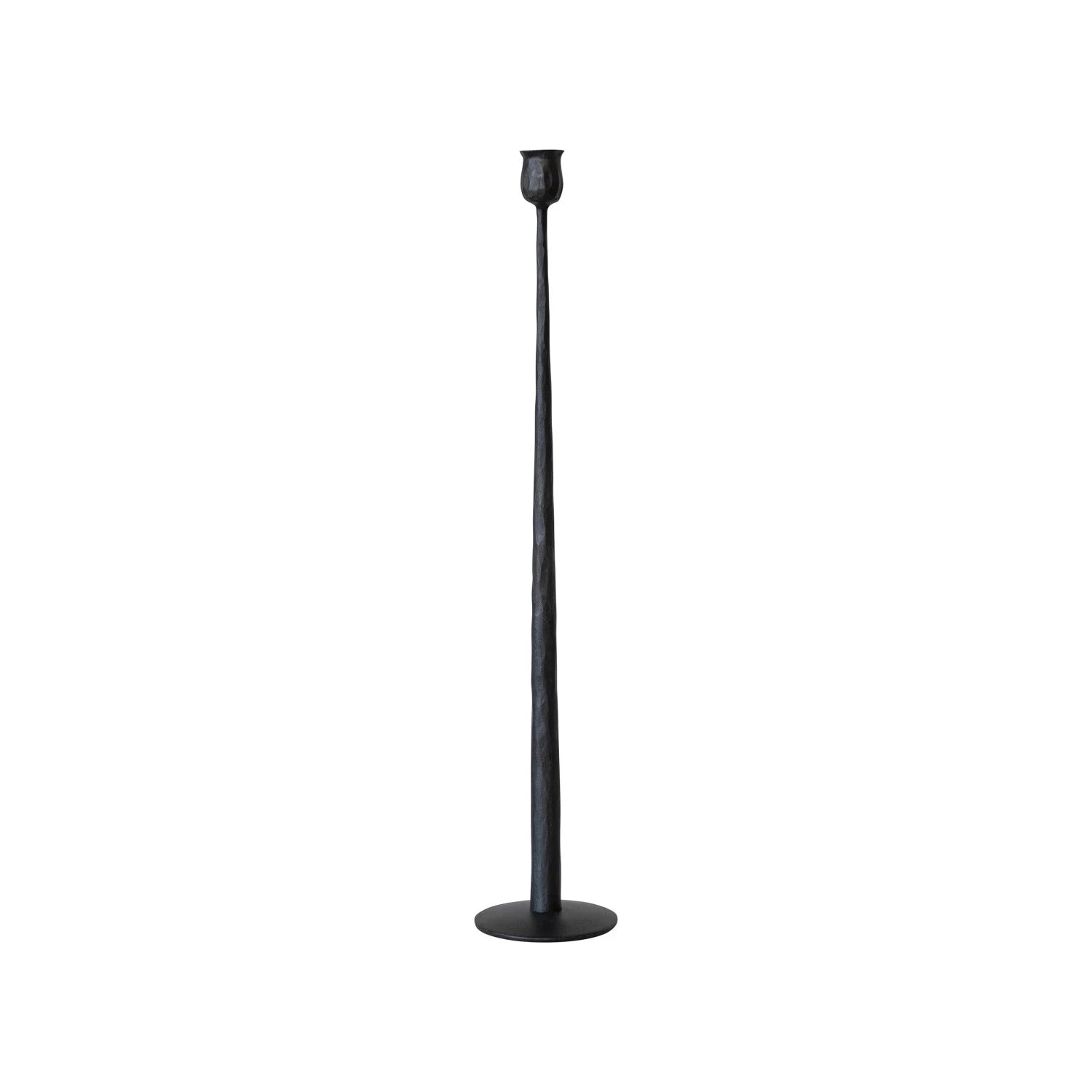 Black cast iron metal candle taper holder. 
