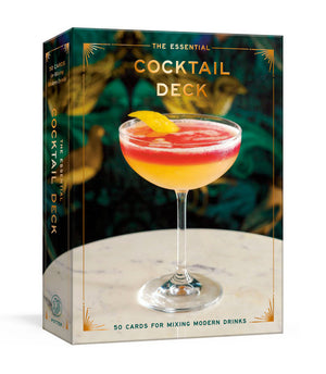 The Essential Cocktail Deck box with a red and orange drink on the front.