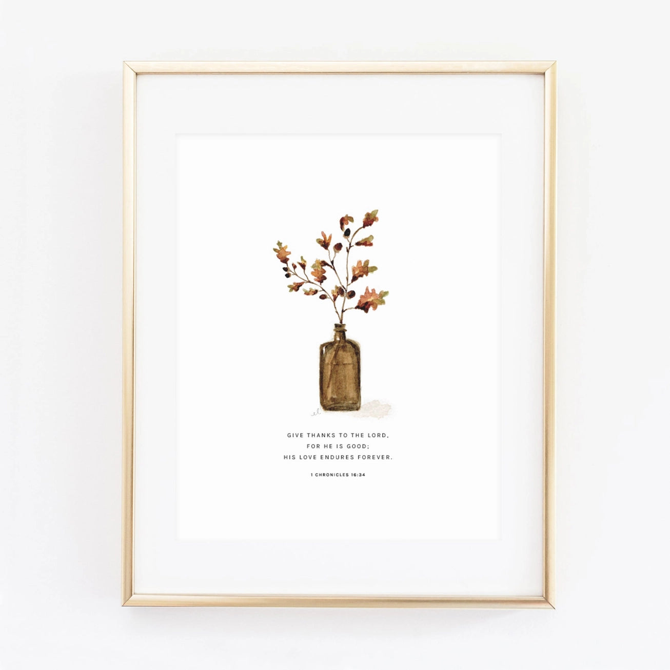 Framed artwork with a vase of flowers and text on a white background. Emily Lex.