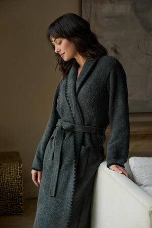 CozyChic Dark Moss Blanket Stitch Robe | Barefoot Dreams