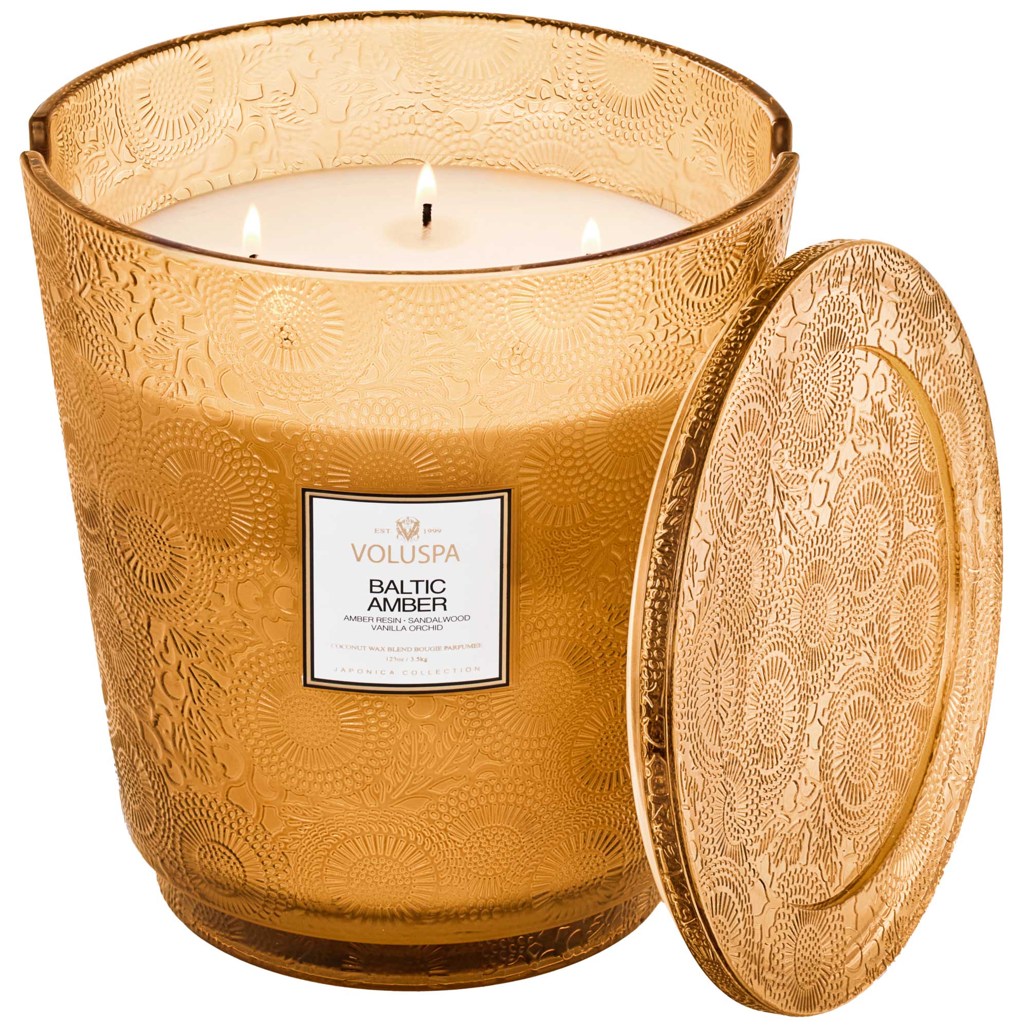 Bougie Parfumée Voluspa En Verre Festonné - Parfum Baltic Amber - 50 Heures De Combustion