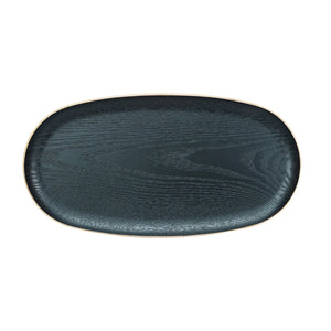 Black oak oval serving tray