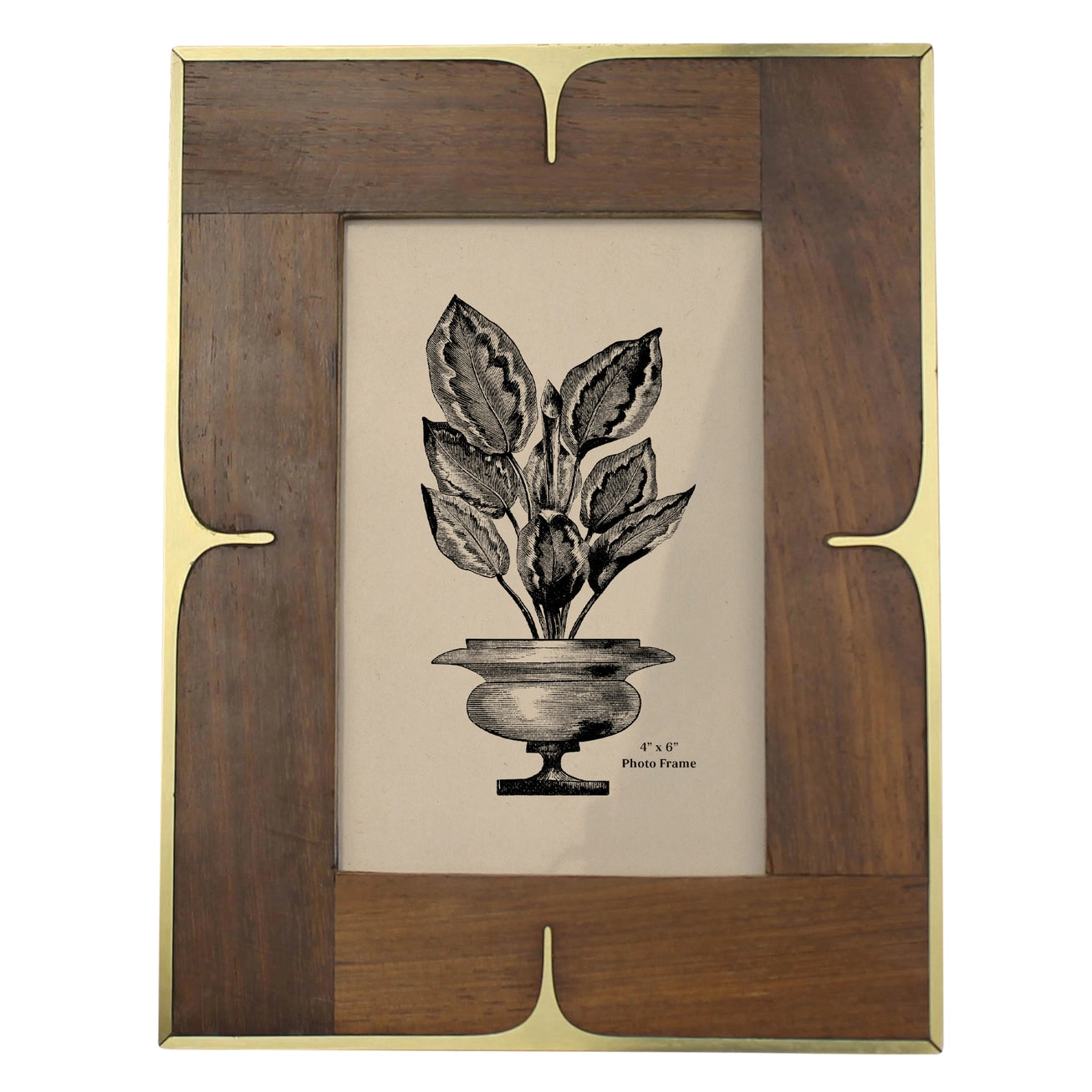 Wood & Brass Inlay Photo Frame