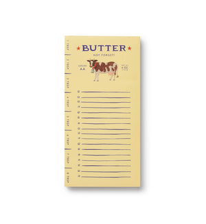 Market notepad with a butter and farmhouse cow design on a white background. Rifle Paper Co. 