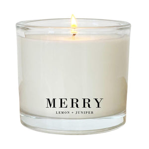 Porter Lane holiday candle "Merry". Blend of lemon and Juniper. 