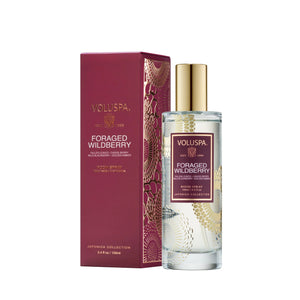 VOLUSPA Foraged Wildberry room spray with packaging on a white background