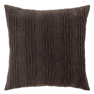 Textured stripe brown 22x22 pillow on a white background. Cotton pillow. 