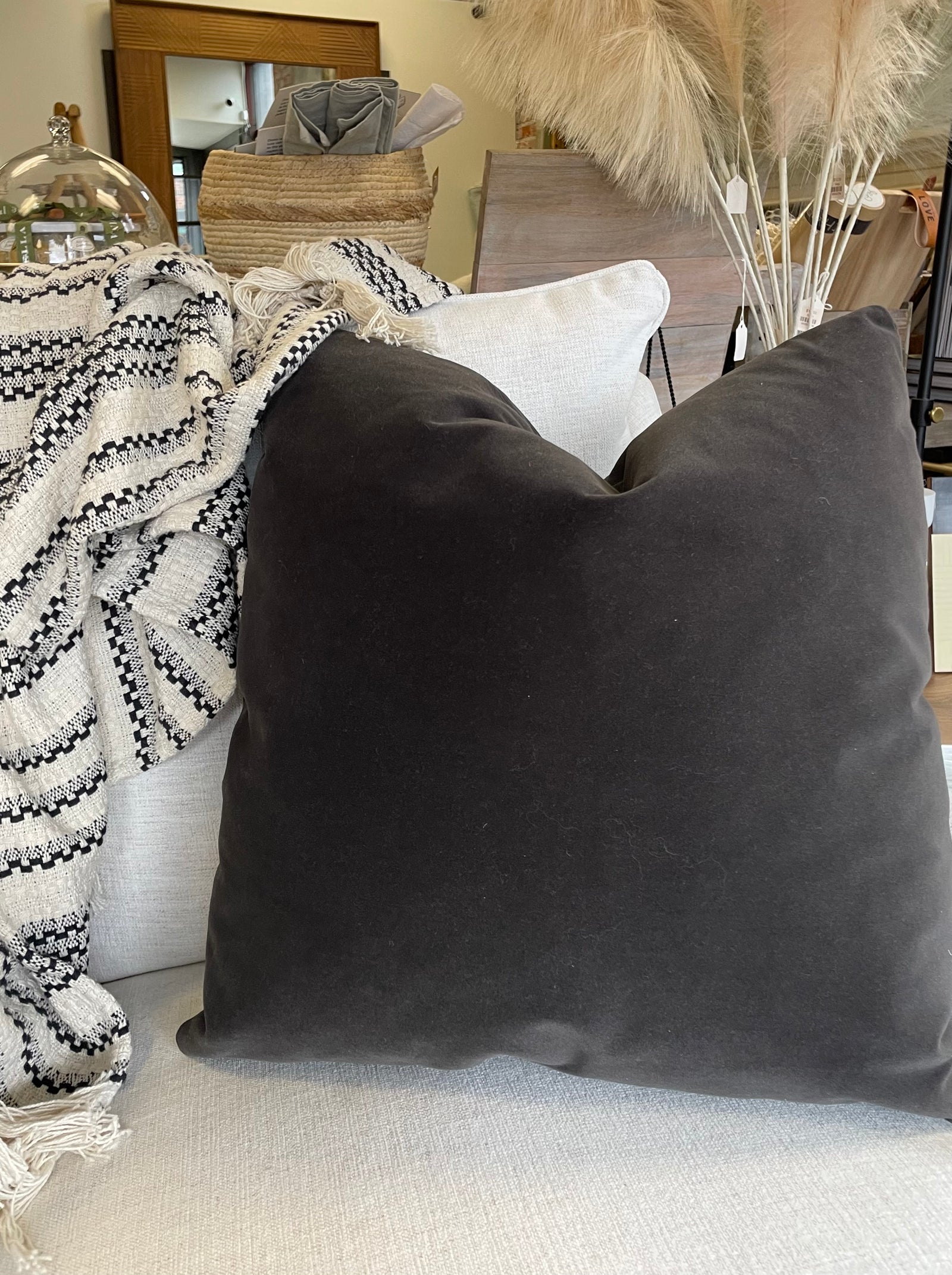 Crushed Black Velvet Pillow