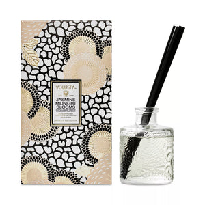 VOLUSPA Jasmine Midnight Blooms diffuser with packaging on a white background