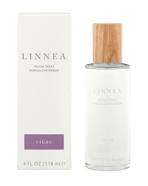LINNEA Lilac room spray with packaging on a white background