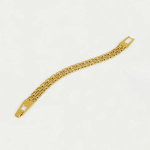 Mara gold chain link bracelet on a white background. Dean Davidson fine jewelry. 