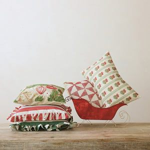 Embroidered Pine Boughs Holiday Pillow