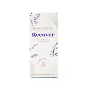 "Recover" Eucalyptus and cedarwood shower steamers package of six.  Bathorium bath and body soaks/salts. 