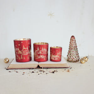 Red Mercury Glass Holiday Candle Votive | Collection