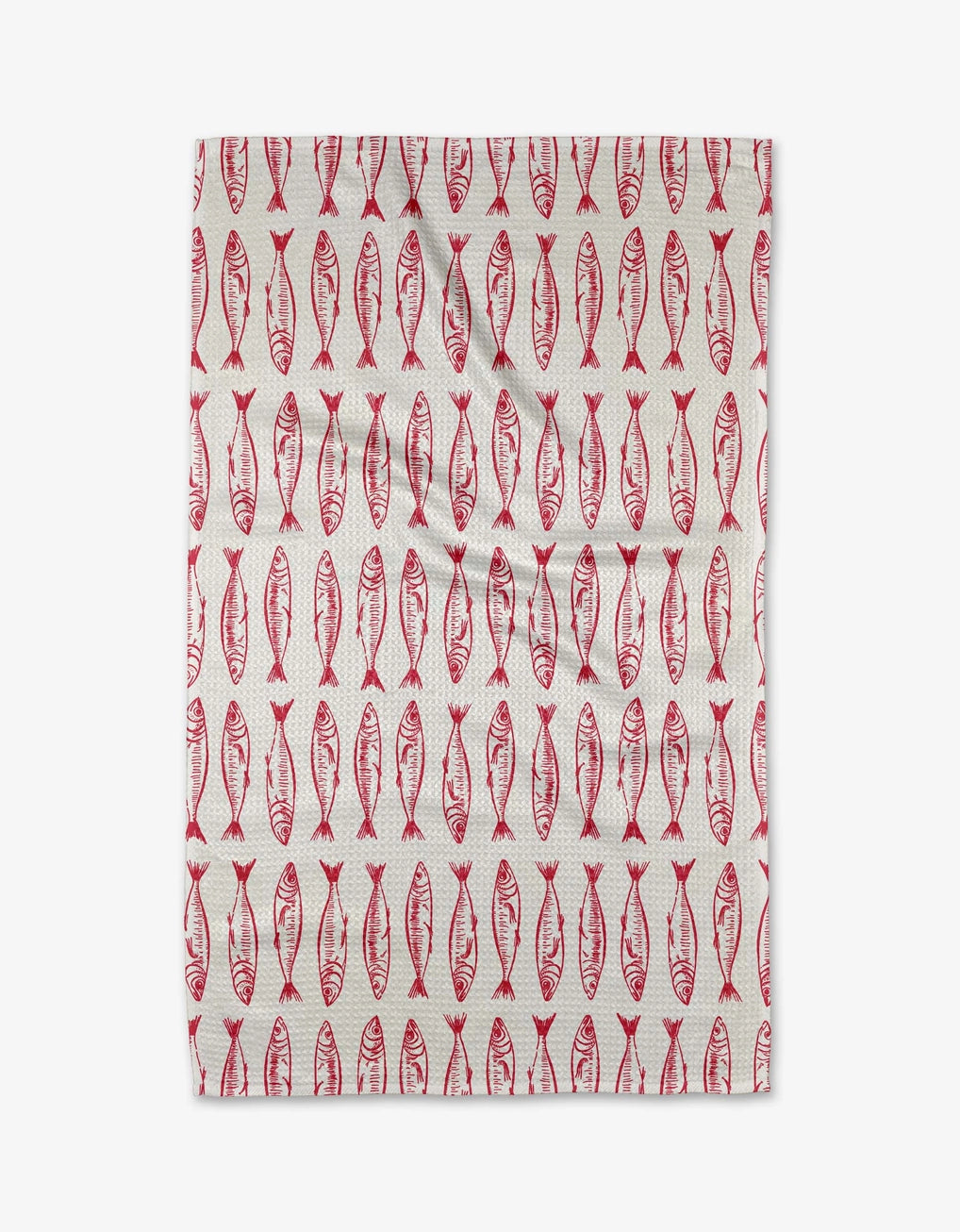 Red sardine striped tea towel from Geometry House. 