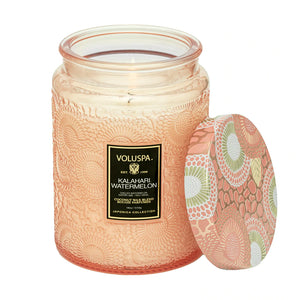 18 ounce Kalahari Watermelon glass jar candle from Voluspa. 