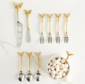 White & Gold Stag Charcuterie Ware | Holiday