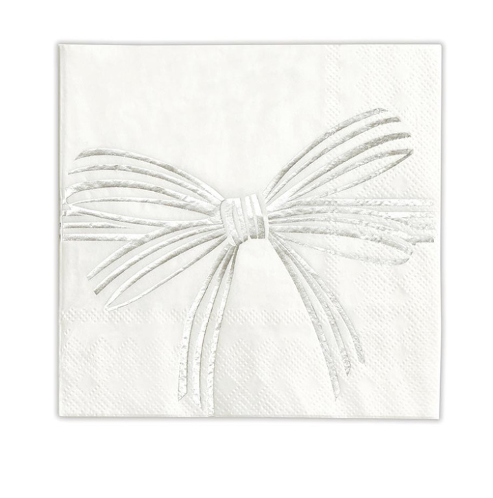 Silver Bow Paper Napkins | Holiday