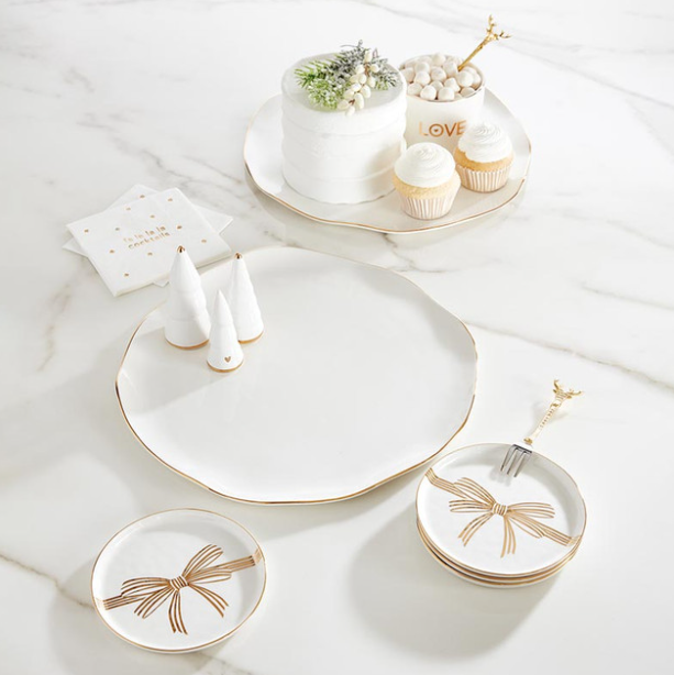 Gold Bow Appetizer Plate | Holiday