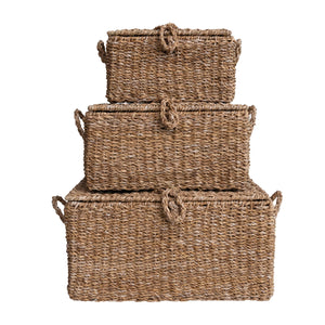 Hand-Woven Seagrass Baskets with Lid