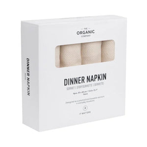 Stone colored dinner napkin set of four in 100% certified organic cotton material. 