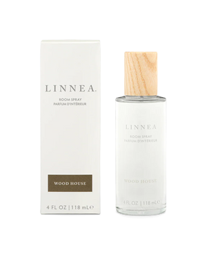 LINNEA Wood House room spray with packaging on a white background