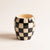 black and white checkmate print candle black fig and olive scent