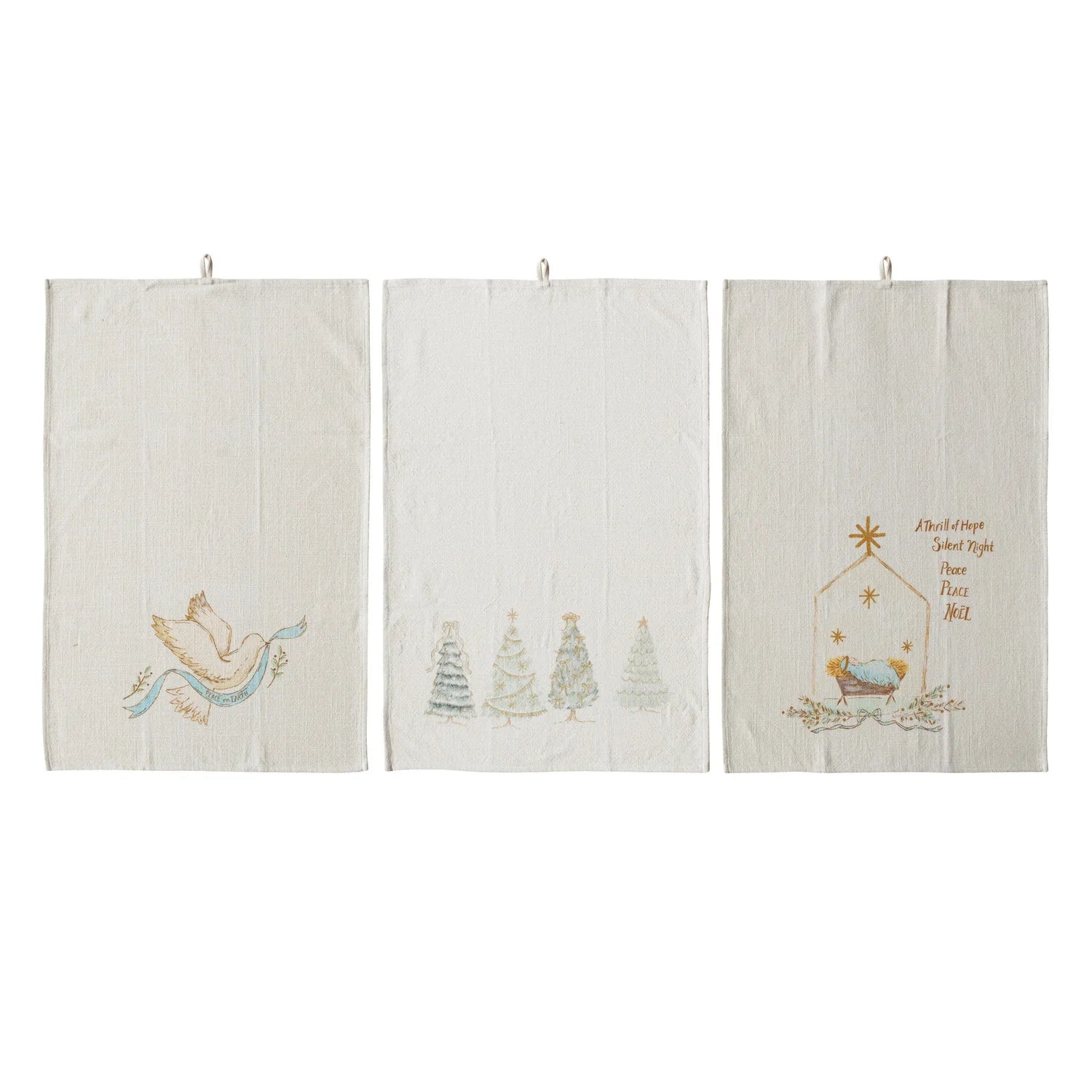 Blue & Gold Printed Christmas Tea Towels | Collection