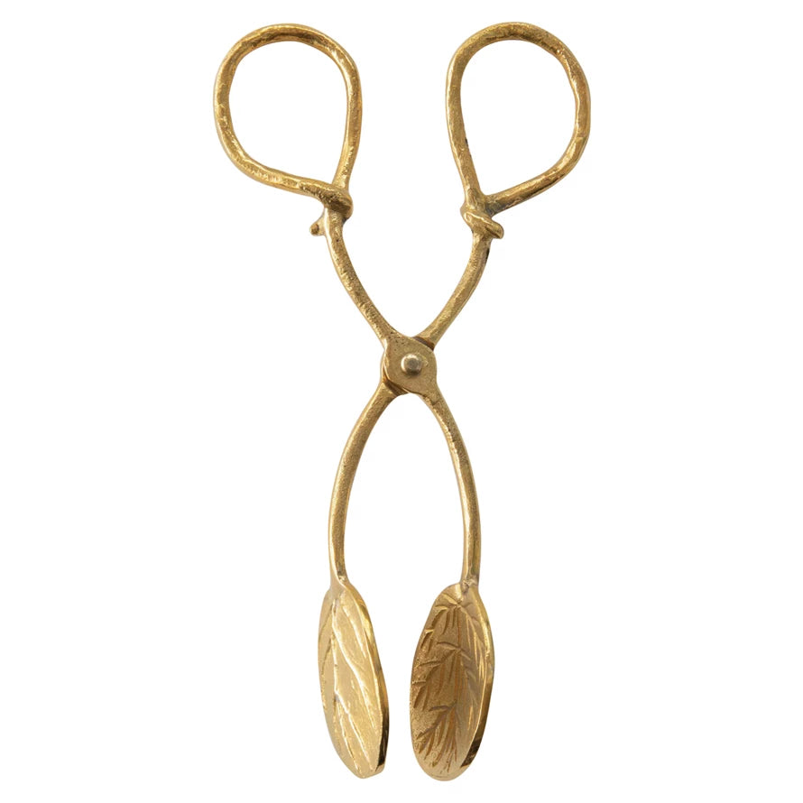 Individual pair of brass leaf tongs. 