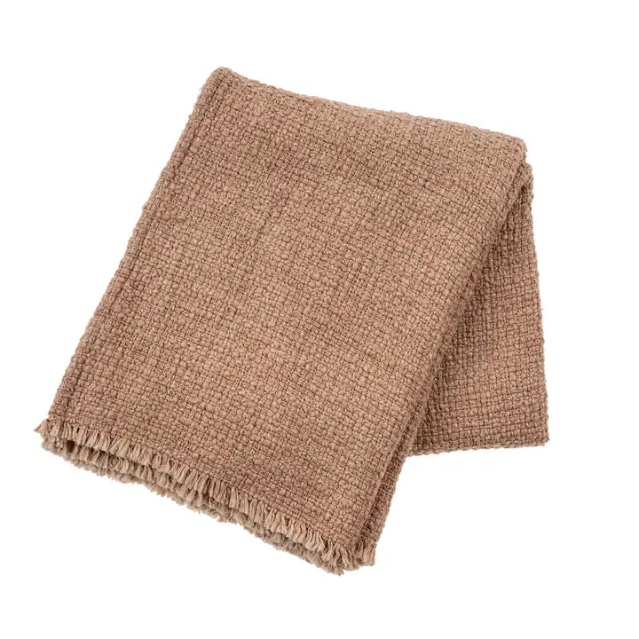 Brown textured blanket on a white background