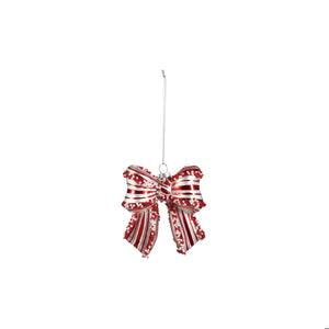 Candy Striped Bow Glass Ornament