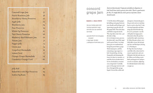 Preview page of receipe for Concord Grape Jam from the cookbook Canning in the Modern Kitchen. On left, snapshot of other jam recipes offered in the book. 