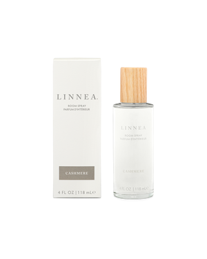 LINNEA cashmere room spray with packaging on a white background