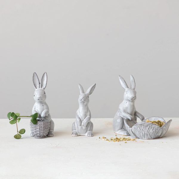 Stoneware Rabbit with Flower Shaped Bowl| Northlight Interiors ...