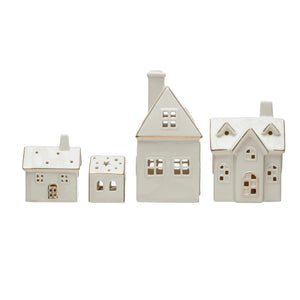 Light Up Stoneware Houses | Set of 4