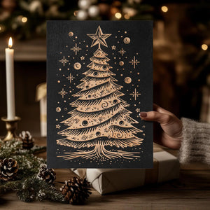 Christmas Tree Engraved Illustration