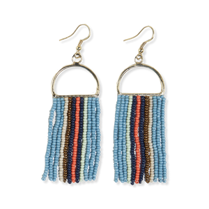 Coastal Vertical Stripe Fringe Earrings