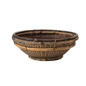 Hand made rattan and bamboo decorative vintage basket. Not food safe, decoration only. 