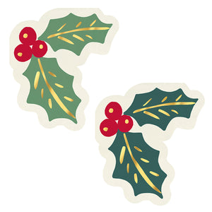 Die-Cut Holly Cocktail Napkins