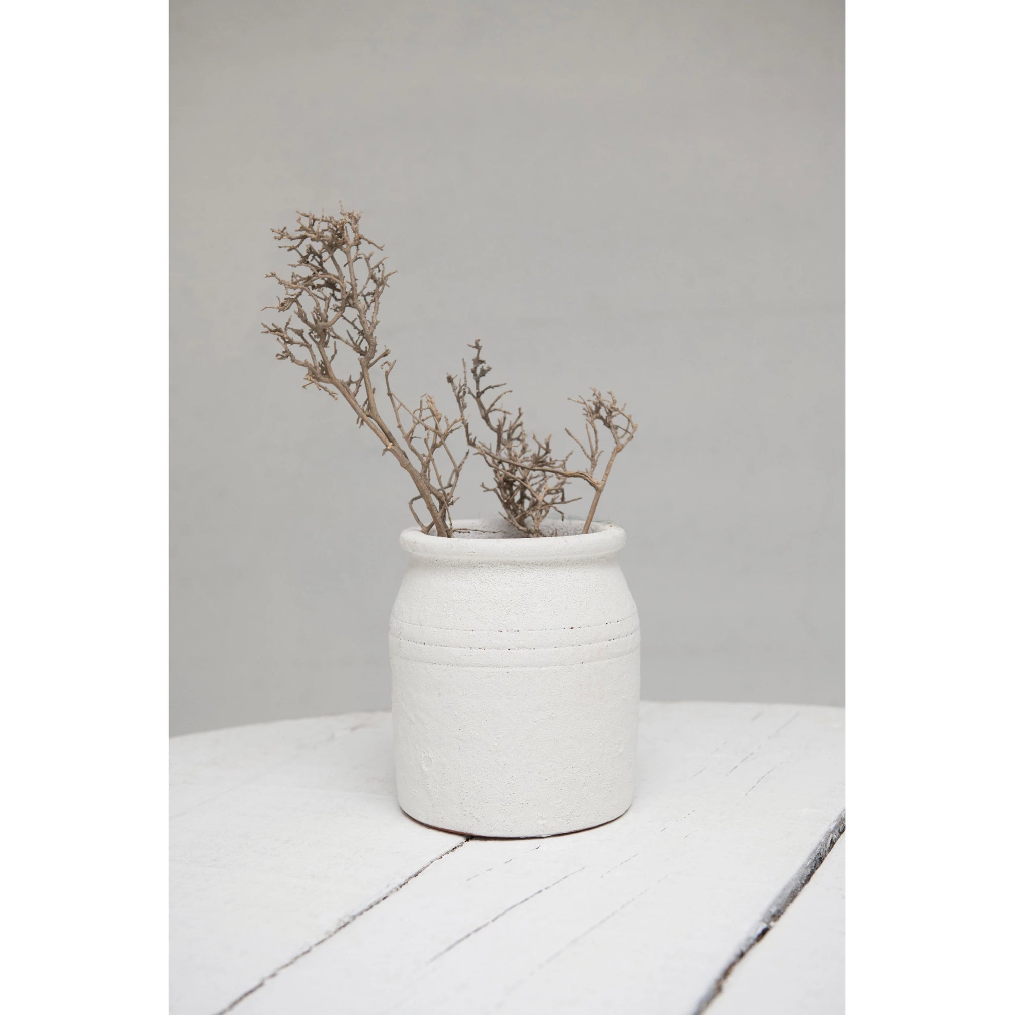 Hand distressed white terracotta vase with a volcanic finish. Farmhouse decor. Home decor. Artisan vases. Cottage decor. Coastal decor. 