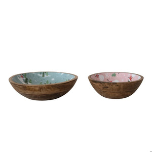 Winter Enameled Mango Wood Bowls