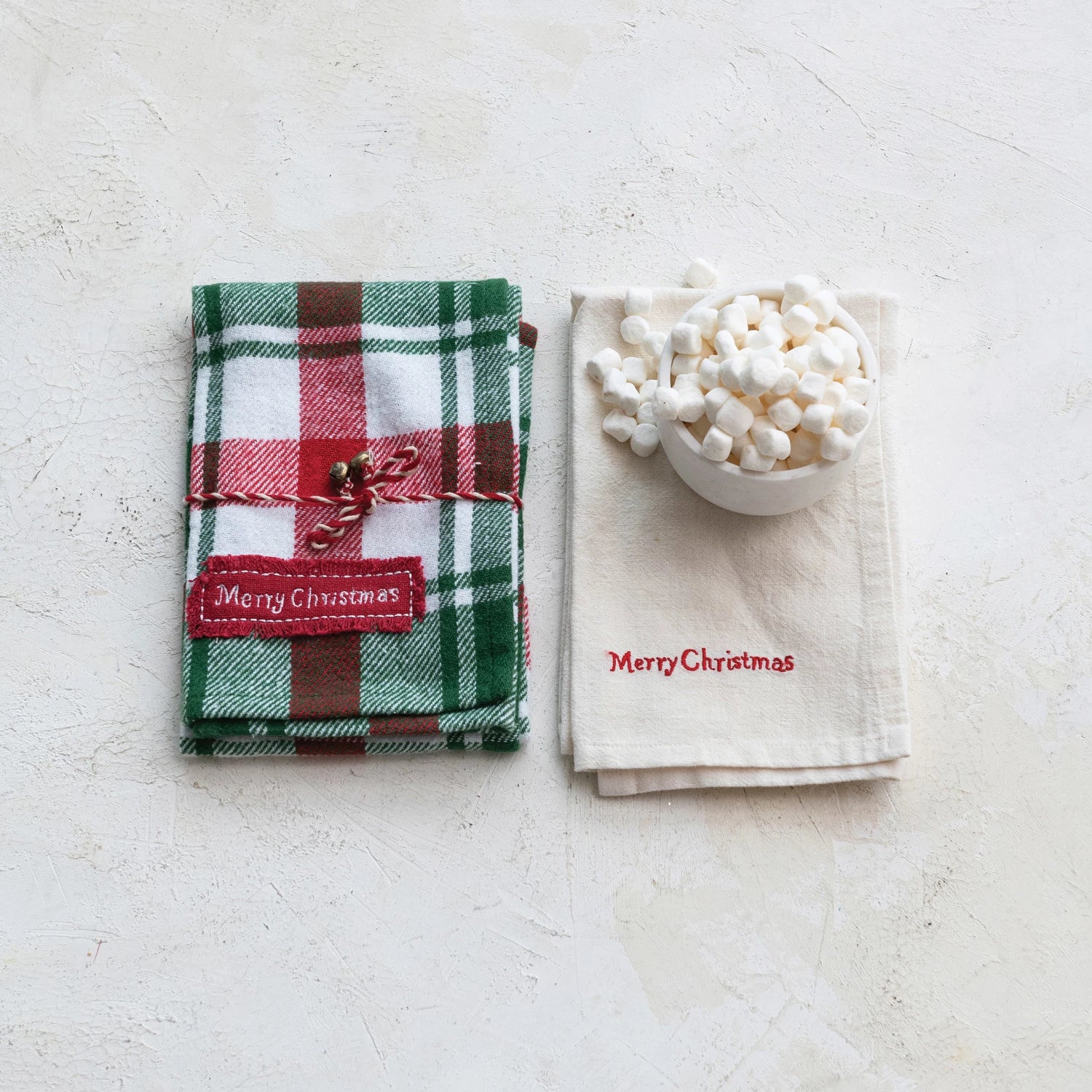 Flannel and Linen Holiday Tea Towel Set