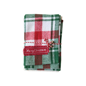 Flannel and Linen Holiday Tea Towel Set