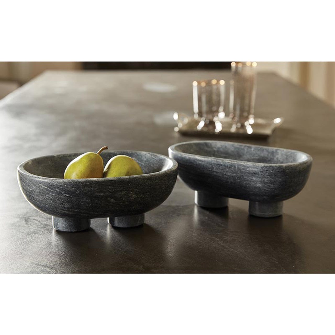 charcoal footed marble bowl