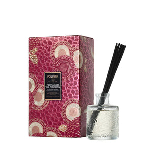 VOLUSPA Foraged Wildberry diffuser with decorative box on a white background.