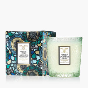 9 ounce Voluspa French Cade Lavender jar glass candle. 